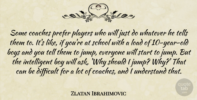 Zlatan Ibrahimovic Quote About Boys, Coaches, Load, Players, Prefer: Some Coaches Prefer Players Who...