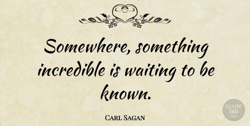 Carl Sagan Quote About Positive, Science, Waiting: Somewhere Something Incredible Is Waiting...