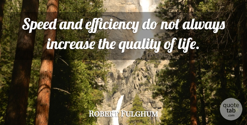 Robert Fulghum Quote About Quality, Speed, Efficiency: Speed And Efficiency Do Not...