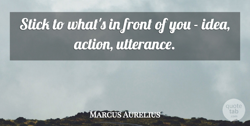 Marcus Aurelius Quote About Ideas, Sticks, Utterance: Stick To Whats In Front...
