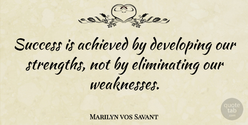 Marilyn vos Savant Quote About Inspirational, Strength, Success: Success Is Achieved By Developing...