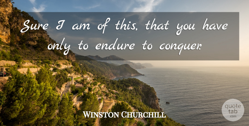 Winston Churchill Quote About Perseverance, Persevere, Conquer: Sure I Am Of This...