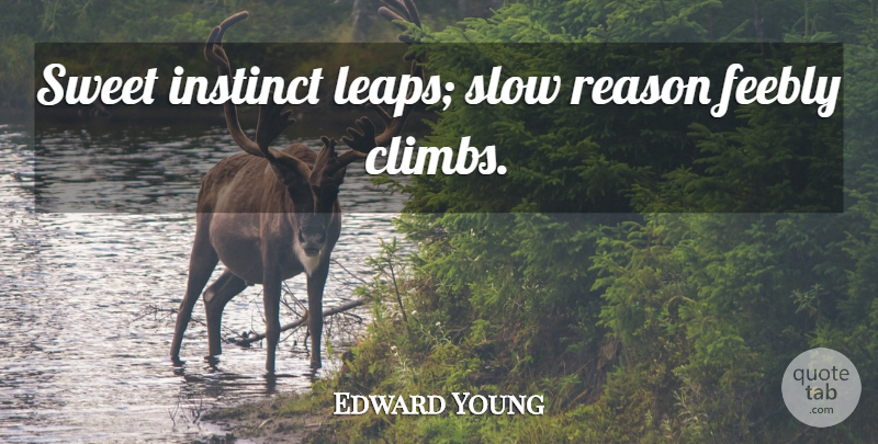 Edward Young Quote About Sweet, Reason, Instinct: Sweet Instinct Leaps Slow Reason...