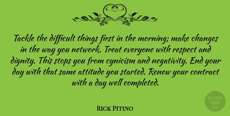 Rick Pitino Quote About Morning, Attitude, Negativity: Tackle The Difficult Things First...