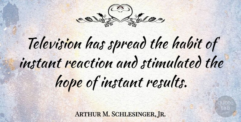 Arthur M. Schlesinger, Jr. Quote About Television, Habit, Reactions: Television Has Spread The Habit...