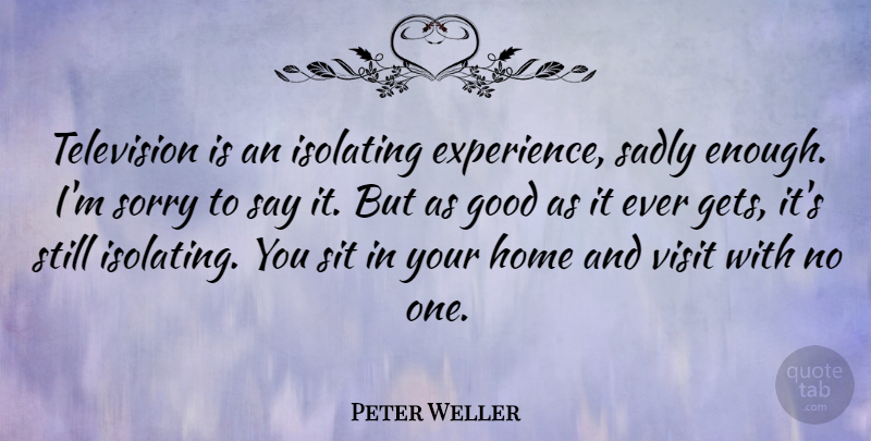 Peter Weller Quote About Sorry, Home, Television: Television Is An Isolating Experience...