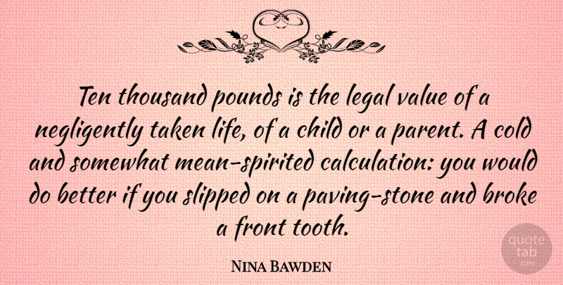 Nina Bawden Quote About Children, Taken, Mean: Ten Thousand Pounds Is The...