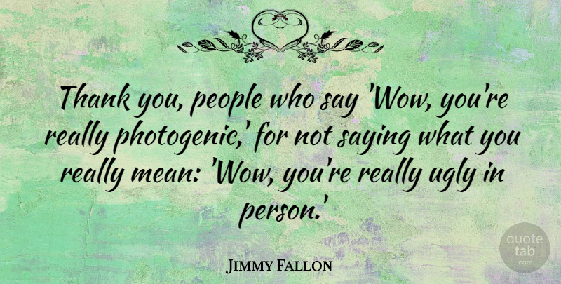Jimmy Fallon Quote About Mean, People, Ugly: Thank You People Who Say...