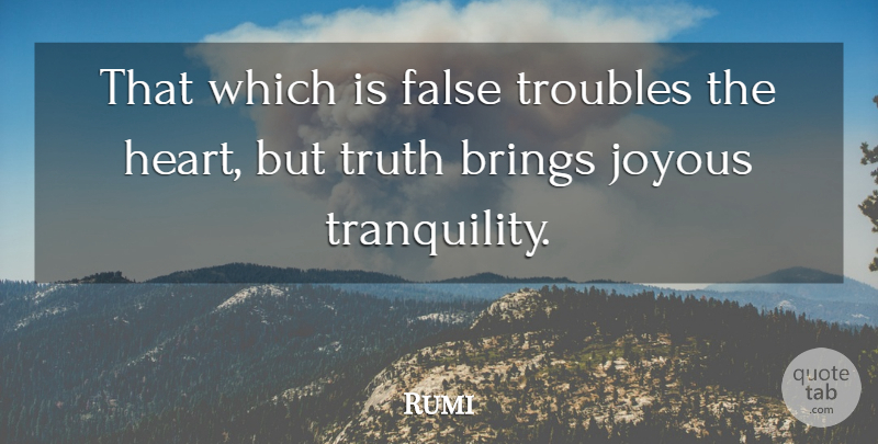 Rumi Quote About Philosophy, Heart, Trouble: That Which Is False Troubles...