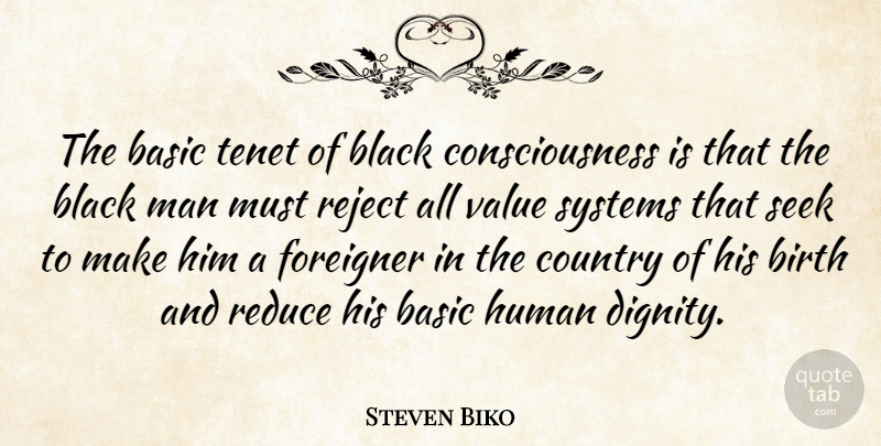 Steven Biko Quote About Country, Men, Black: The Basic Tenet Of Black...