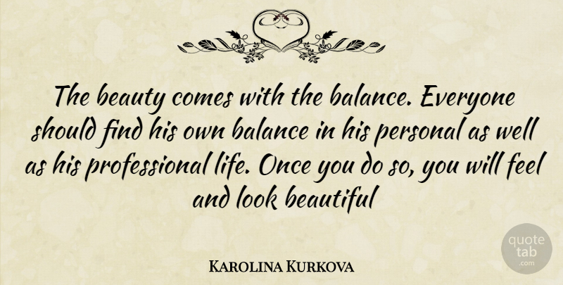 Karolina Kurkova Quote About Beautiful, Balance, Looks: The Beauty Comes With The...
