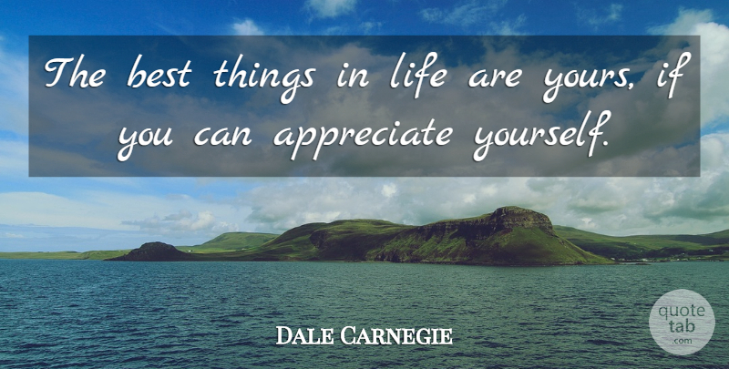 Dale Carnegie Quote About Life, Self Esteem, Appreciate: The Best Things In Life...