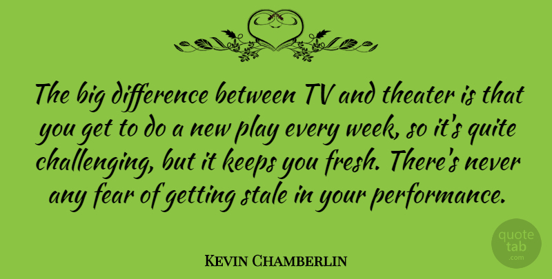 Kevin Chamberlin Quote About Fear, Keeps, Quite, Stale, Theater: The Big Difference Between Tv...