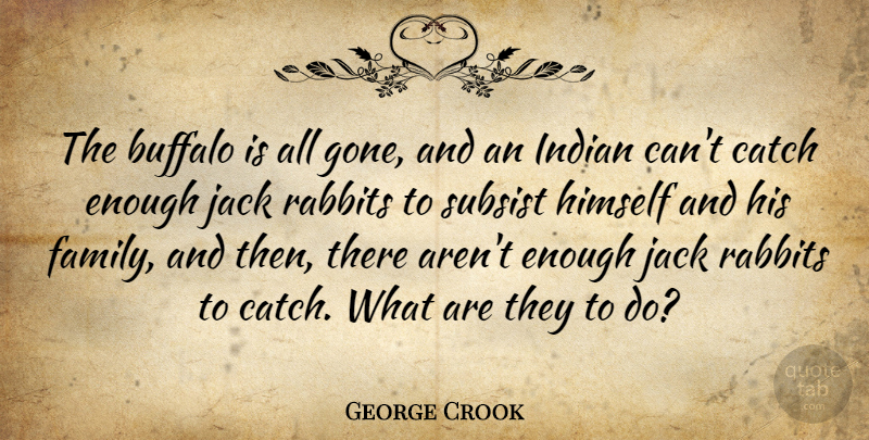 George Crook Quote About Buffalo, Catch, Himself, Jack, Subsist: The Buffalo Is All Gone...