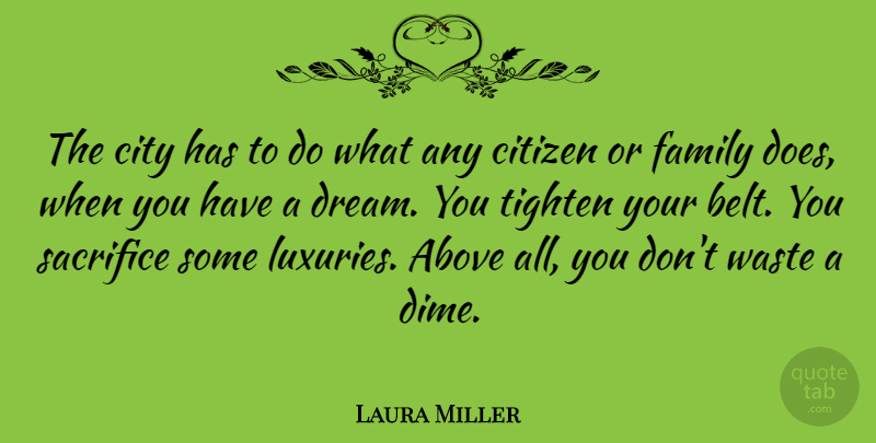 Laura Miller Quote About Dream, Sacrifice, Cities: The City Has To Do...