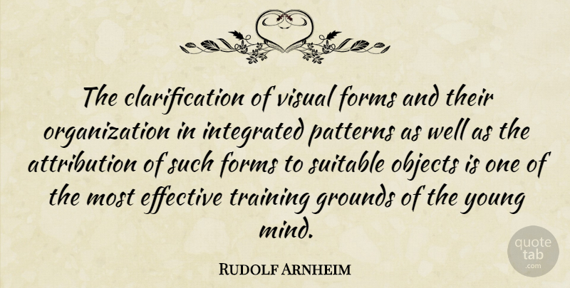 Rudolf Arnheim Quote About Education, Organization, Training: The Clarification Of Visual Forms...
