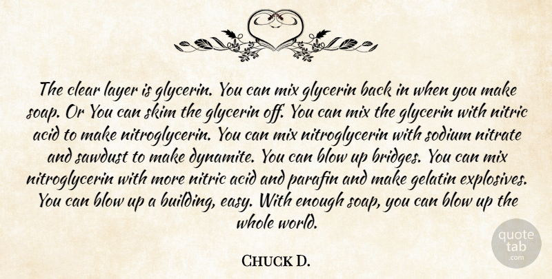 Chuck D. Quote About Acid, Blow, Clear, Layer, Mix: The Clear Layer Is Glycerin...