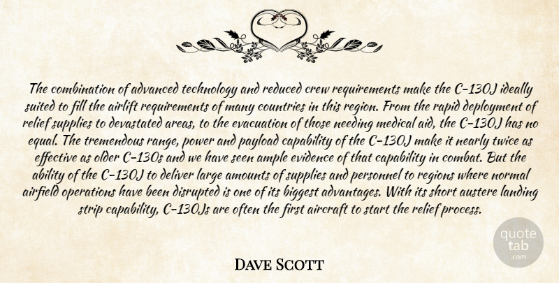 Dave Scott Quote About Advanced, Aircraft, Austere, Biggest, Capability: The Combination Of Advanced Technology...