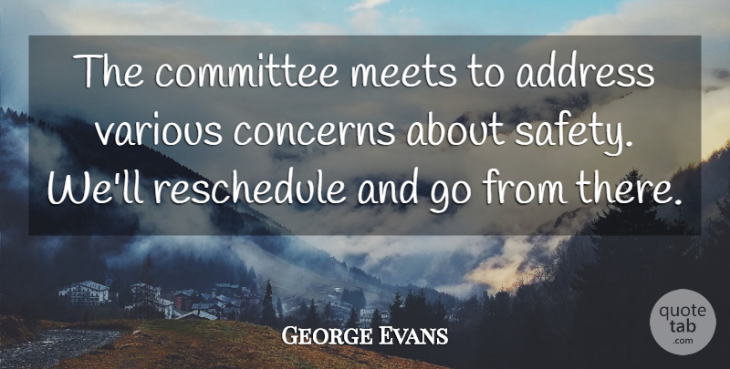 George Evans Quote About Address, Committee, Concerns, Meets, Safety: The Committee Meets To Address...