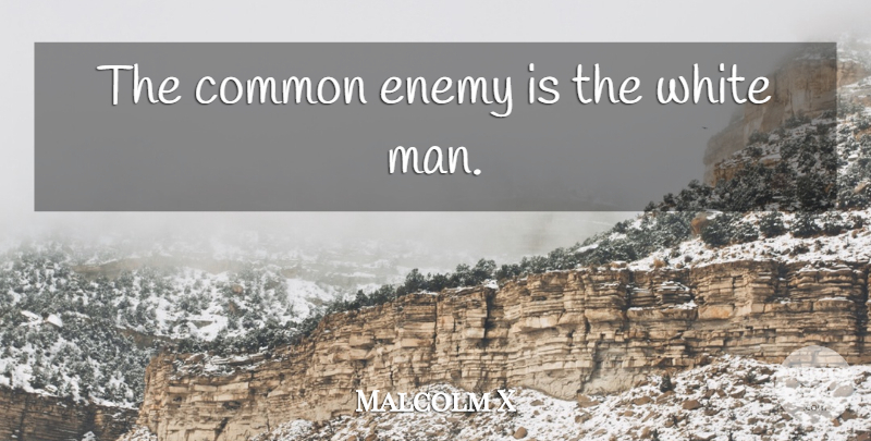 Malcolm X Quote About Men, White, Enemy: The Common Enemy Is The...