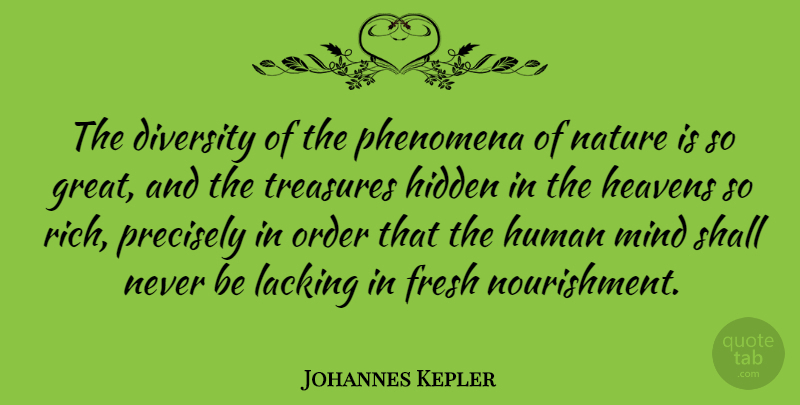 Johannes Kepler Quote About Order, Diversity, Heaven: The Diversity Of The Phenomena...