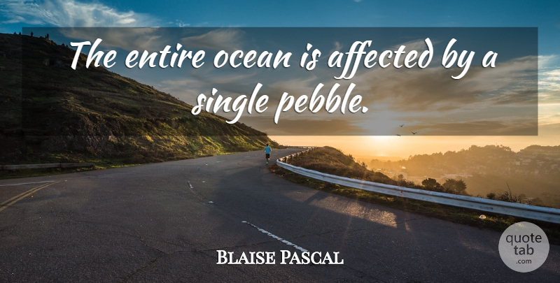 Blaise Pascal Quote About Ocean, Pebbles, Affected: The Entire Ocean Is Affected...