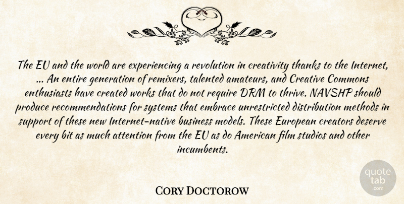 Cory Doctorow Quote About Attention, Bit, Business, Created, Creative: The Eu And The World...