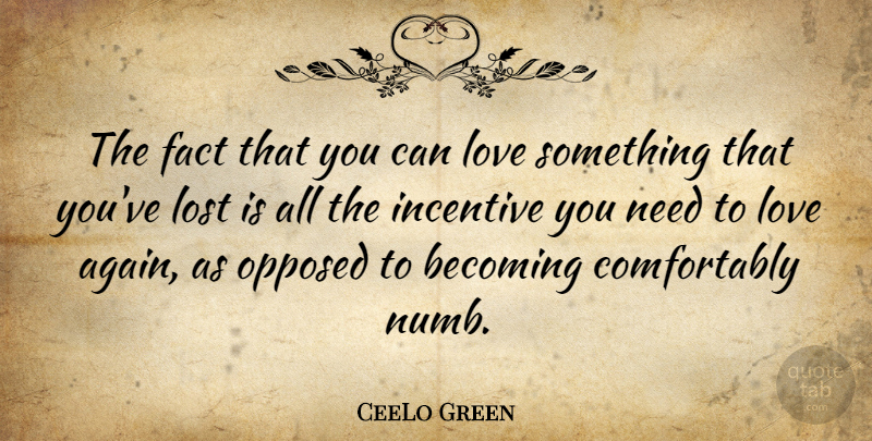 CeeLo Green Quote About Becoming, Incentive, Love, Opposed: The Fact That You Can...