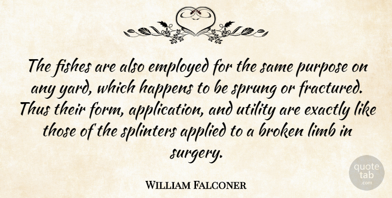 William Falconer Quote About Applied, Employed, Exactly, Fishes, Limb: The Fishes Are Also Employed...