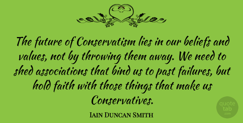 Iain Duncan Smith Quote About Faith, Lying, Past: The Future Of Conservatism Lies...