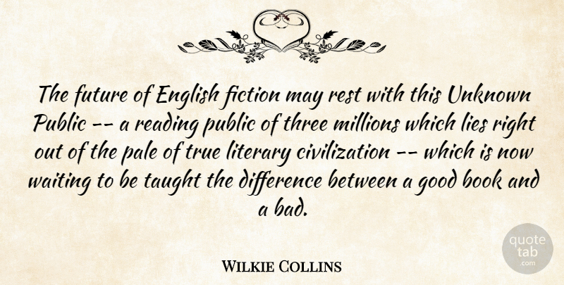 Wilkie Collins Quote About Book, Civilization, Difference, English, Fiction: The Future Of English Fiction...