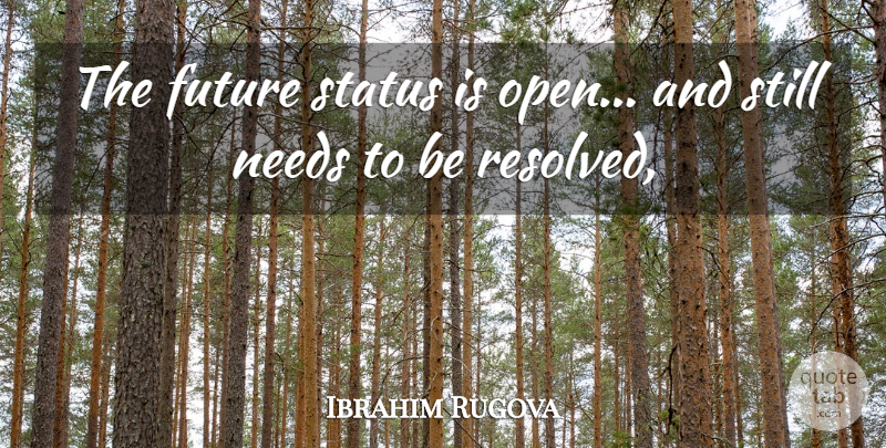 Ibrahim Rugova Quote About Future, Needs, Status: The Future Status Is Open...