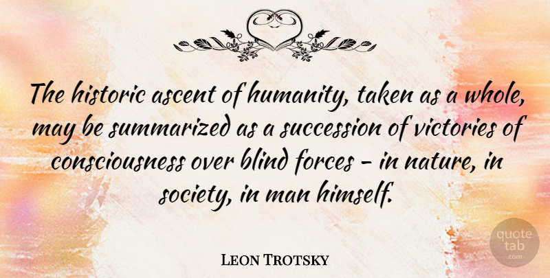 Leon Trotsky Quote About Nature, Taken, Men: The Historic Ascent Of Humanity...
