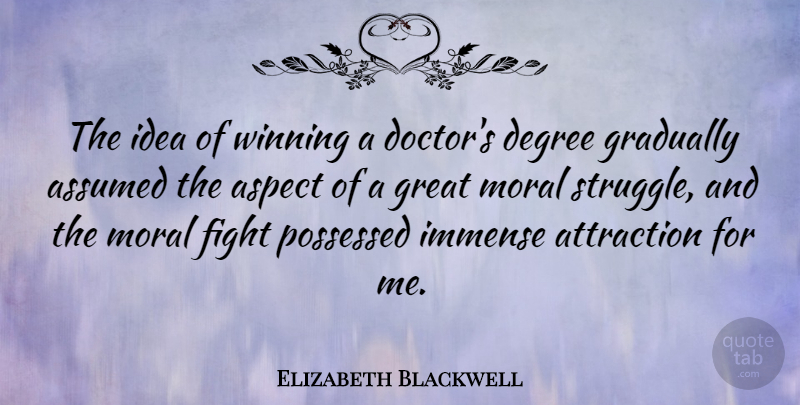 Elizabeth Blackwell Quote About Graduation, Struggle, Fighting: The Idea Of Winning A...