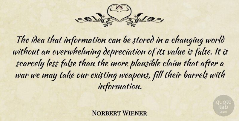 Norbert Wiener Quote About War, Ideas, World: The Idea That Information Can...