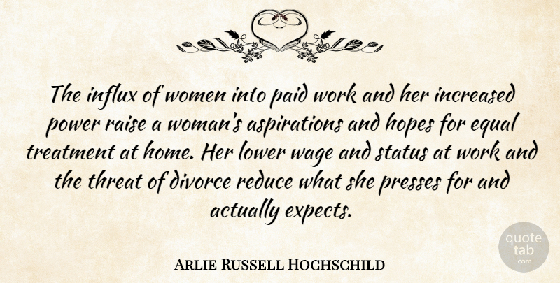 Arlie Russell Hochschild Quote About Divorce, Home, Equal Treatment: The Influx Of Women Into...