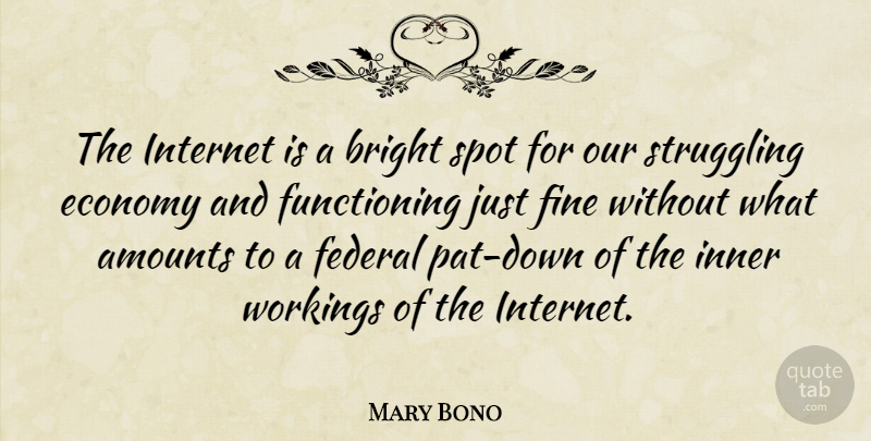 Mary Bono Quote About Struggle, Internet, Economy: The Internet Is A Bright...