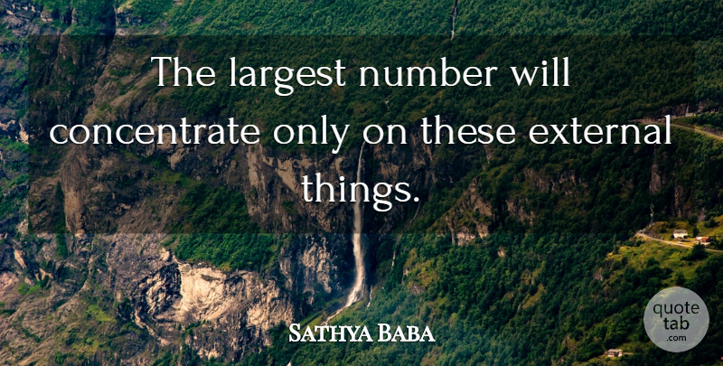 Sathya Baba Quote About External, Largest, Number: The Largest Number Will Concentrate...