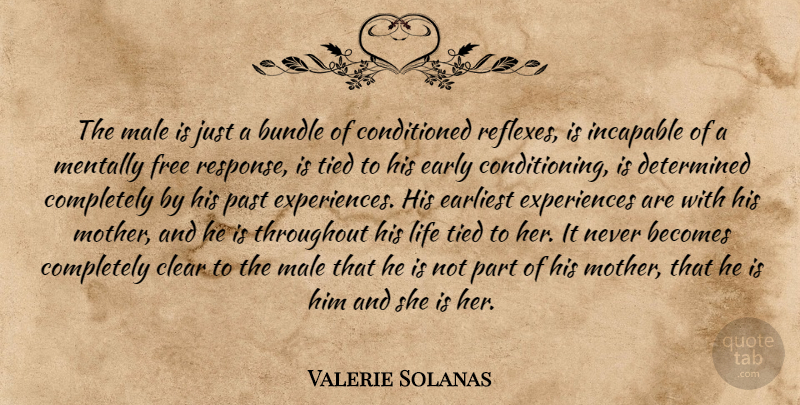 Valerie Solanas Quote About Mother, Past, Males: The Male Is Just A...