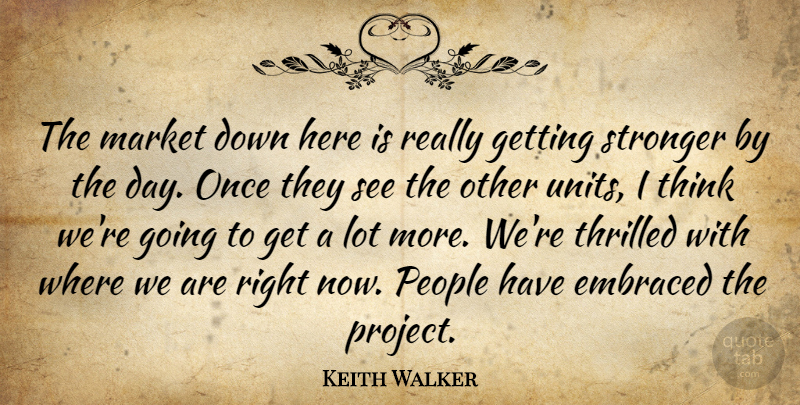 Keith Walker Quote About Embraced, Market, People, Stronger, Thrilled: The Market Down Here Is...