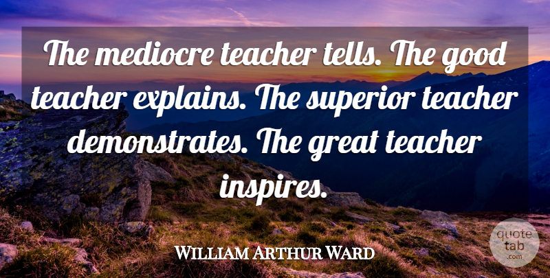 William Arthur Ward Quote About Motivational, Leadership, Basketball: The Mediocre Teacher Tells The...