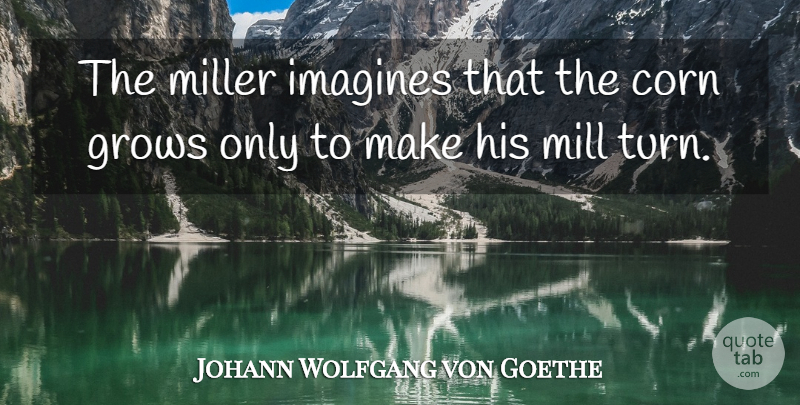 Johann Wolfgang von Goethe Quote About Corn, Imagine, Conceit: The Miller Imagines That The...