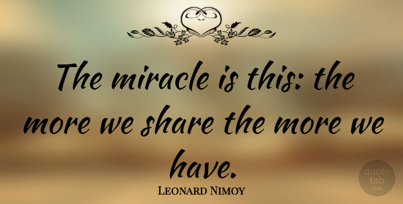 Leonard Nimoy Quote About Success, Anniversary, Wise: The Miracle Is This The...