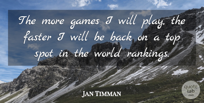 Jan Timman Quote About Play, Games, Ranking: The More Games I Will...