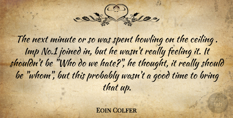 Eoin Colfer Quote About Hate, Feelings, Next: The Next Minute Or So...