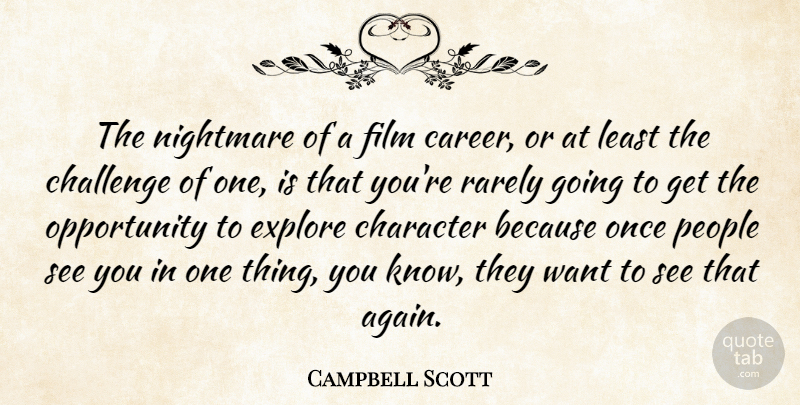 Campbell Scott Quote About Explore, Nightmare, Opportunity, People, Rarely: The Nightmare Of A Film...