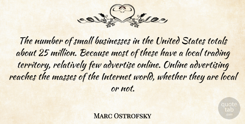 Marc Ostrofsky Quote About Numbers, World, Territory: The Number Of Small Businesses...