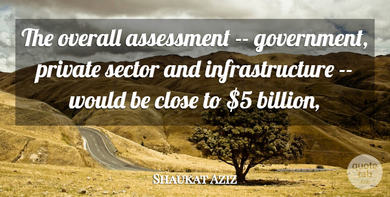 Shaukat Aziz Quote About Assessment, Close, Overall, Private, Sector: The Overall Assessment Government Private...