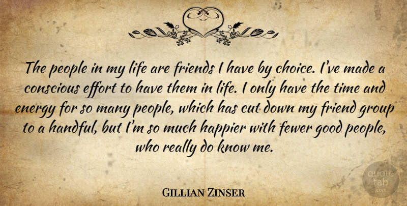 Gillian Zinser Quote About Conscious, Cut, Effort, Energy, Fewer: The People In My Life...