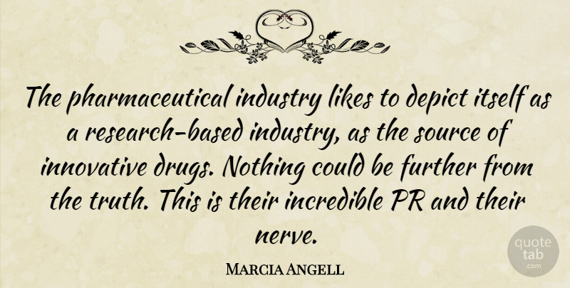 Marcia Angell Quote About Drug, Nerves, Research: The Pharmaceutical Industry Likes To...